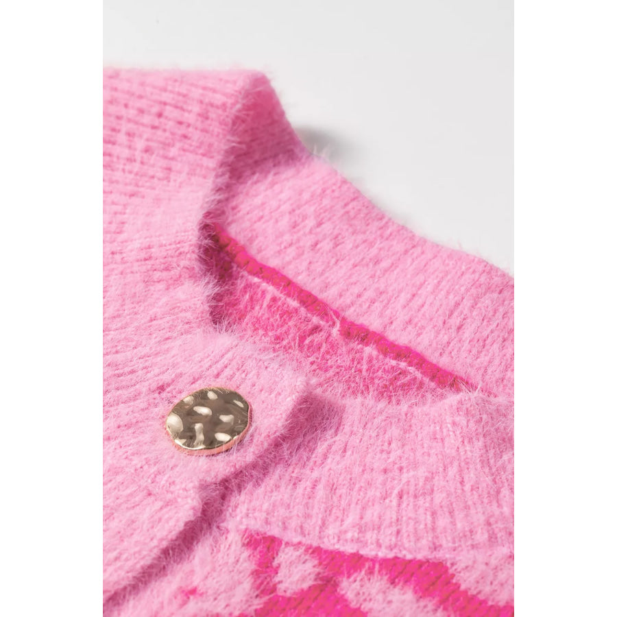 Leopard Button-Down Fuzzy Sweater Vest Apparel and Accessories