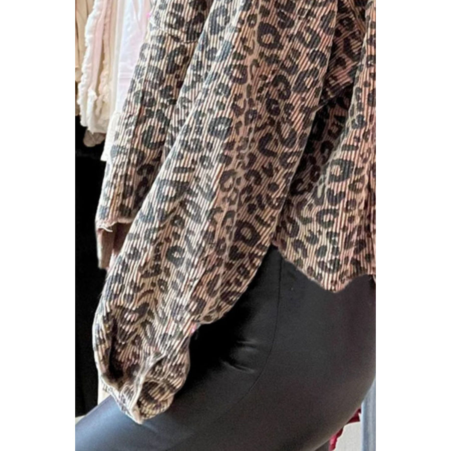 Leopard Button Down Long Sleeve Jacket Apparel and Accessories