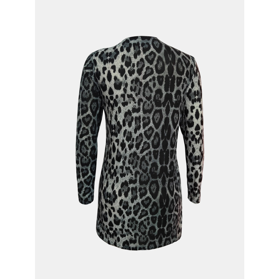 Leopard Button Up Long Sleeve Cardigan Apparel and Accessories