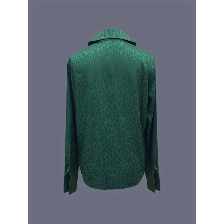 Leopard Button Up Long Sleeve Shirt Apparel and Accessories
