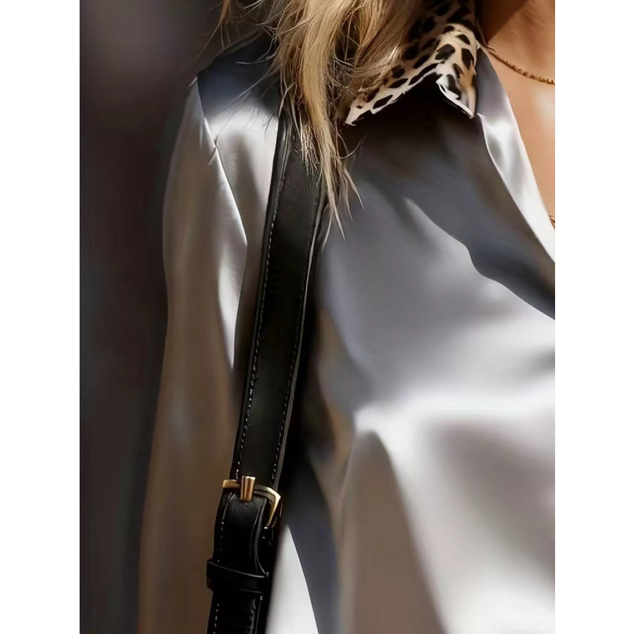 Leopard Button Up Long Sleeve Shirt Apparel and Accessories