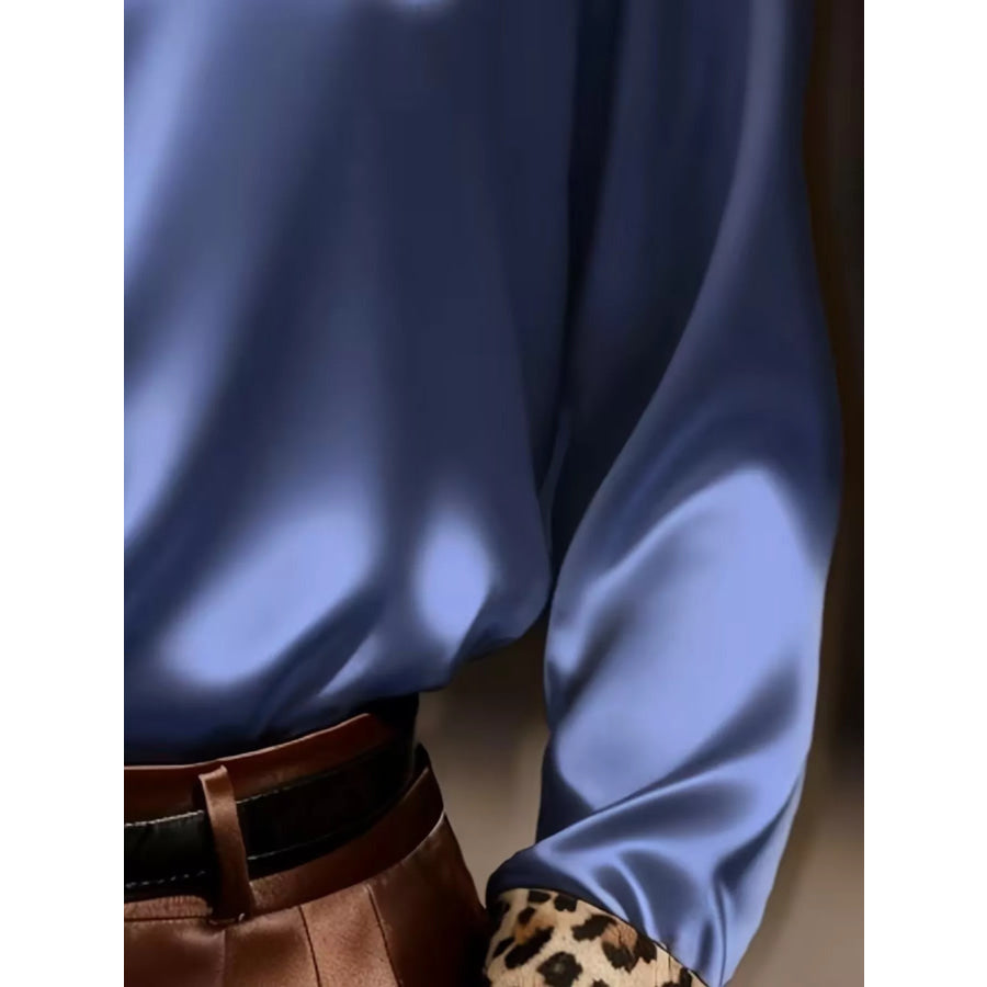 Leopard Button Up Long Sleeve Shirt Apparel and Accessories