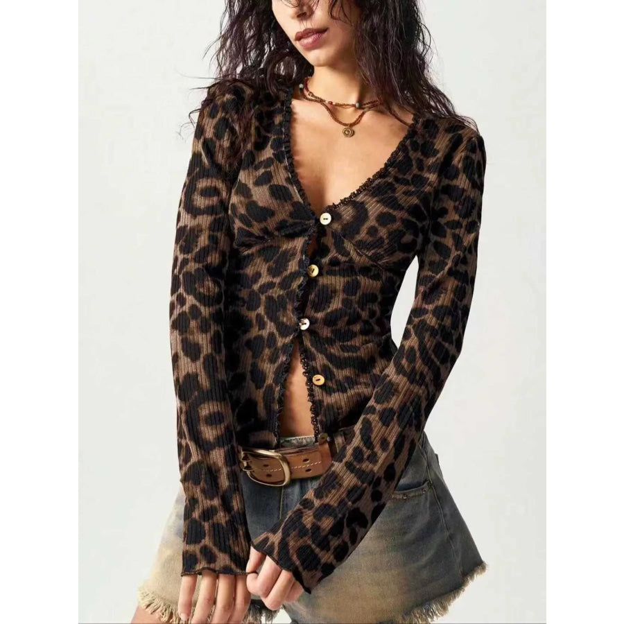 Leopard Button-Up T-Shirt Apparel and Accessories