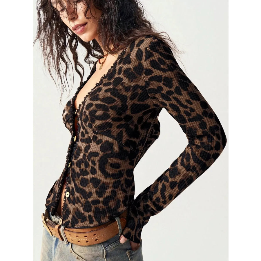 Leopard Button-Up T-Shirt Apparel and Accessories