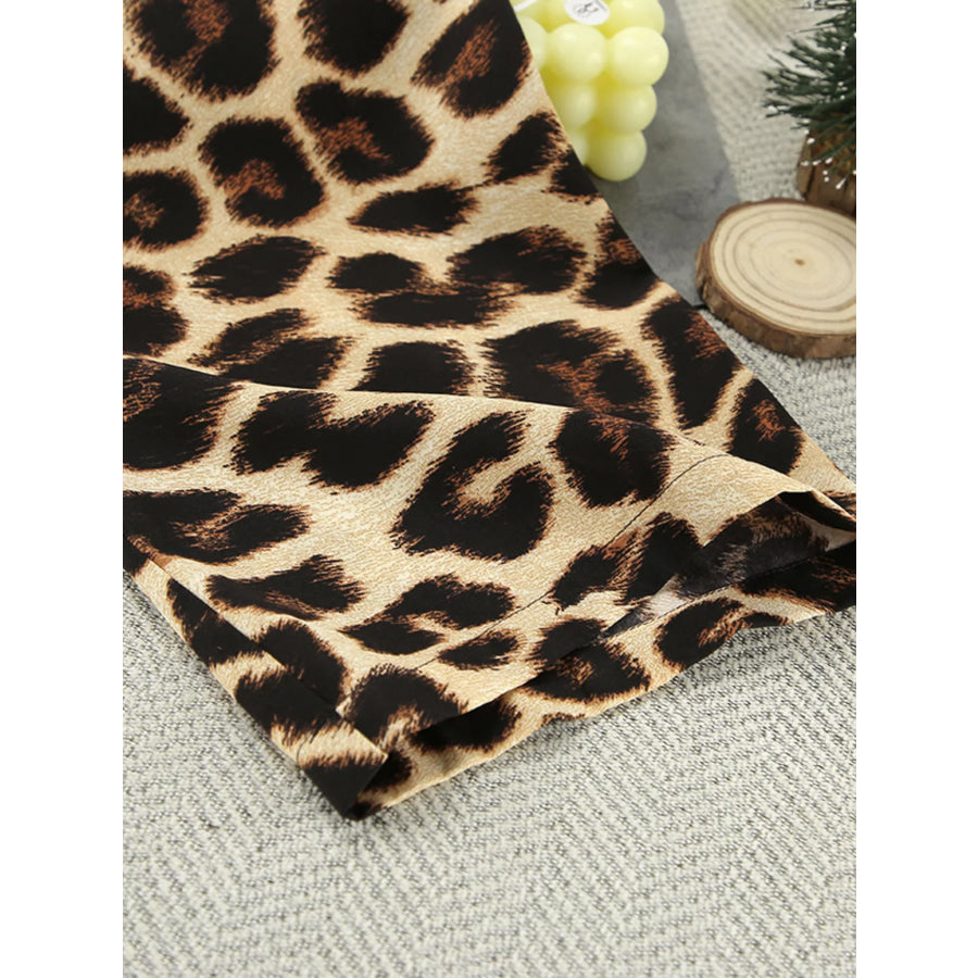 Leopard Cami & Cardigan and Shorts Three-Piece Lounge Set Apparel and Accessories