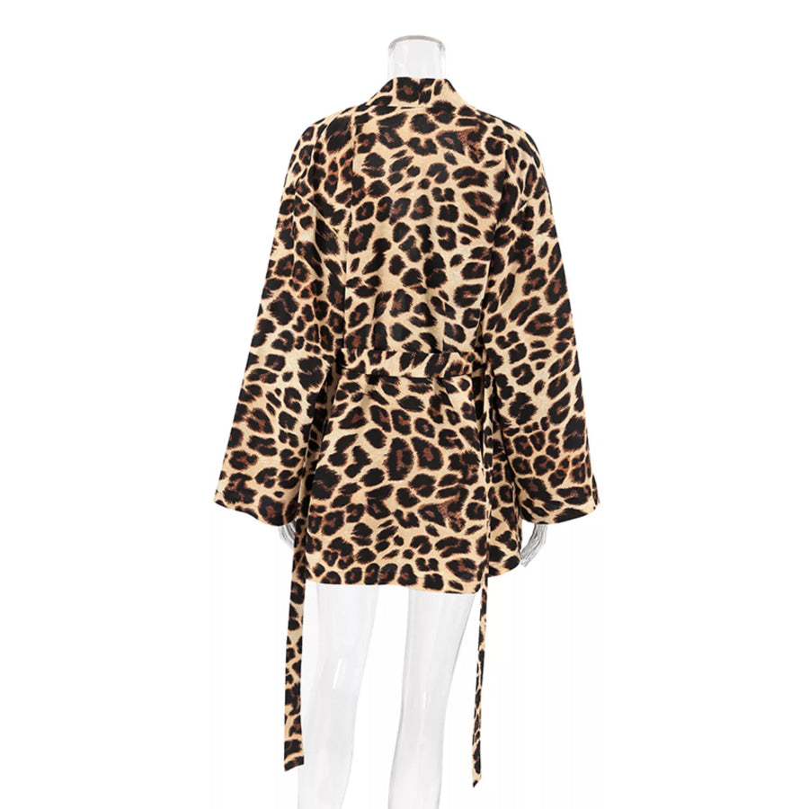 Leopard Cami & Cardigan and Shorts Three-Piece Lounge Set Apparel and Accessories