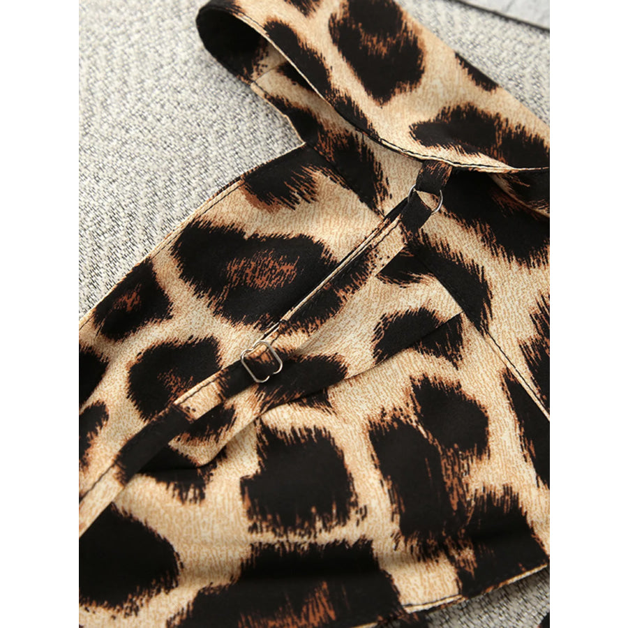 Leopard Cami & Cardigan and Shorts Three-Piece Lounge Set Apparel and Accessories