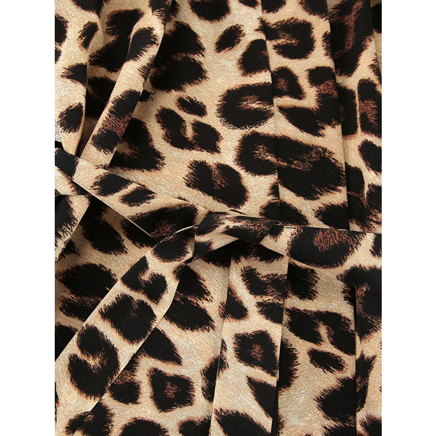 Leopard Cami & Cardigan and Shorts Three-Piece Lounge Set Apparel and Accessories