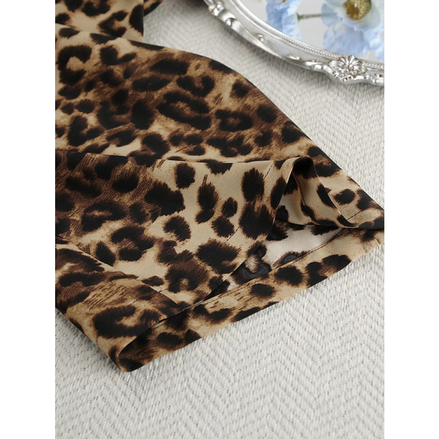 Leopard Cardigan and Wide Leg Pants Lounge Set Apparel and Accessories