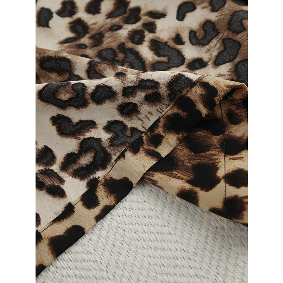 Leopard Cardigan and Wide Leg Pants Lounge Set Apparel and Accessories
