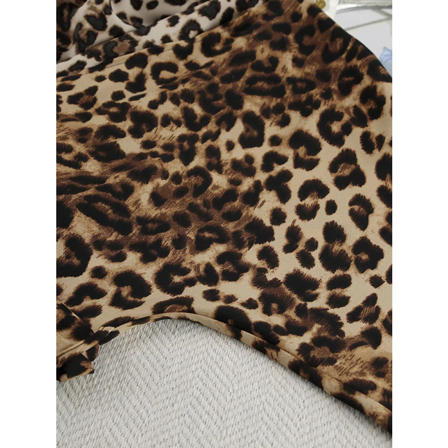Leopard Cardigan and Wide Leg Pants Lounge Set Apparel and Accessories