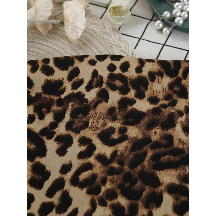 Leopard Cardigan and Wide Leg Pants Lounge Set Apparel and Accessories