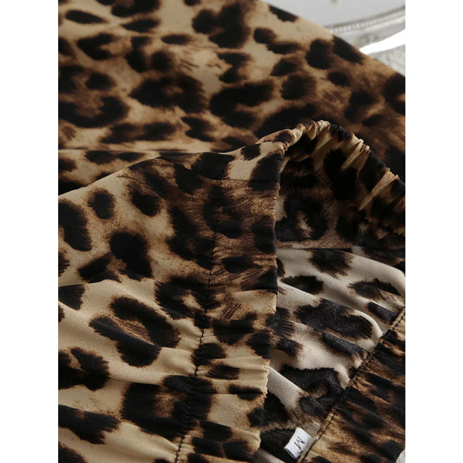 Leopard Cardigan and Wide Leg Pants Lounge Set Apparel and Accessories
