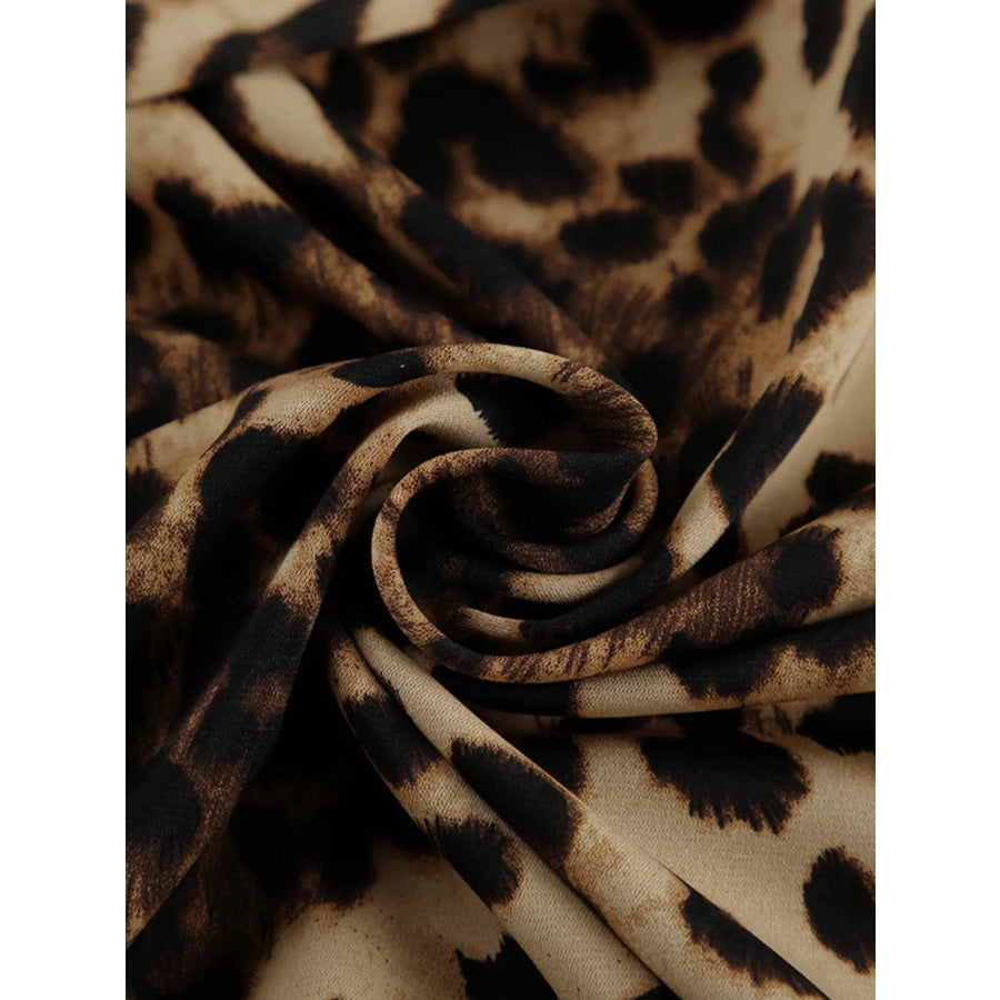 Leopard Cardigan and Wide Leg Pants Lounge Set Apparel and Accessories