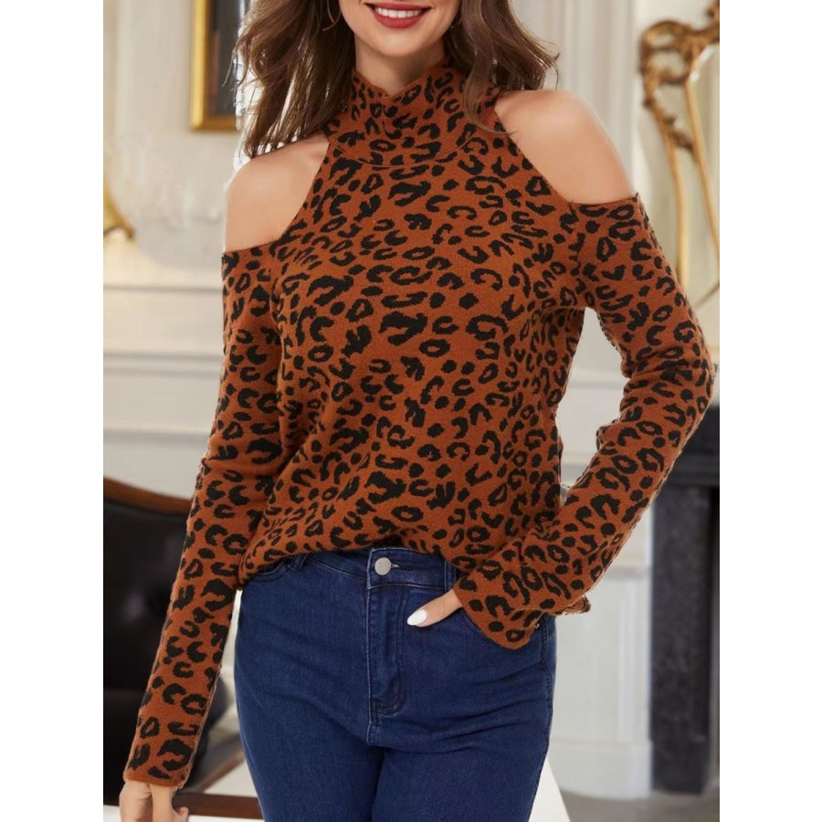 Leopard Cold-Shoulder Sweater Ochre / S