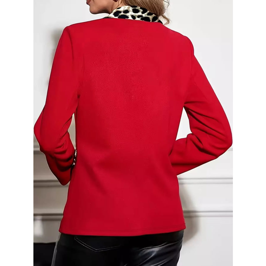 Leopard Contrast Lapel Blazer Apparel and Accessories