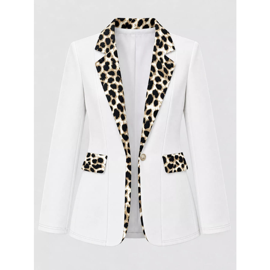 Leopard Contrast Lapel Blazer Apparel and Accessories