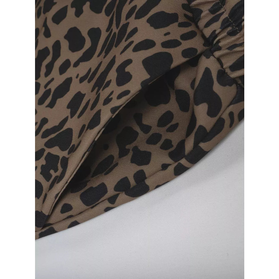 Leopard Drawstring Wide Leg Pants Apparel and Accessories