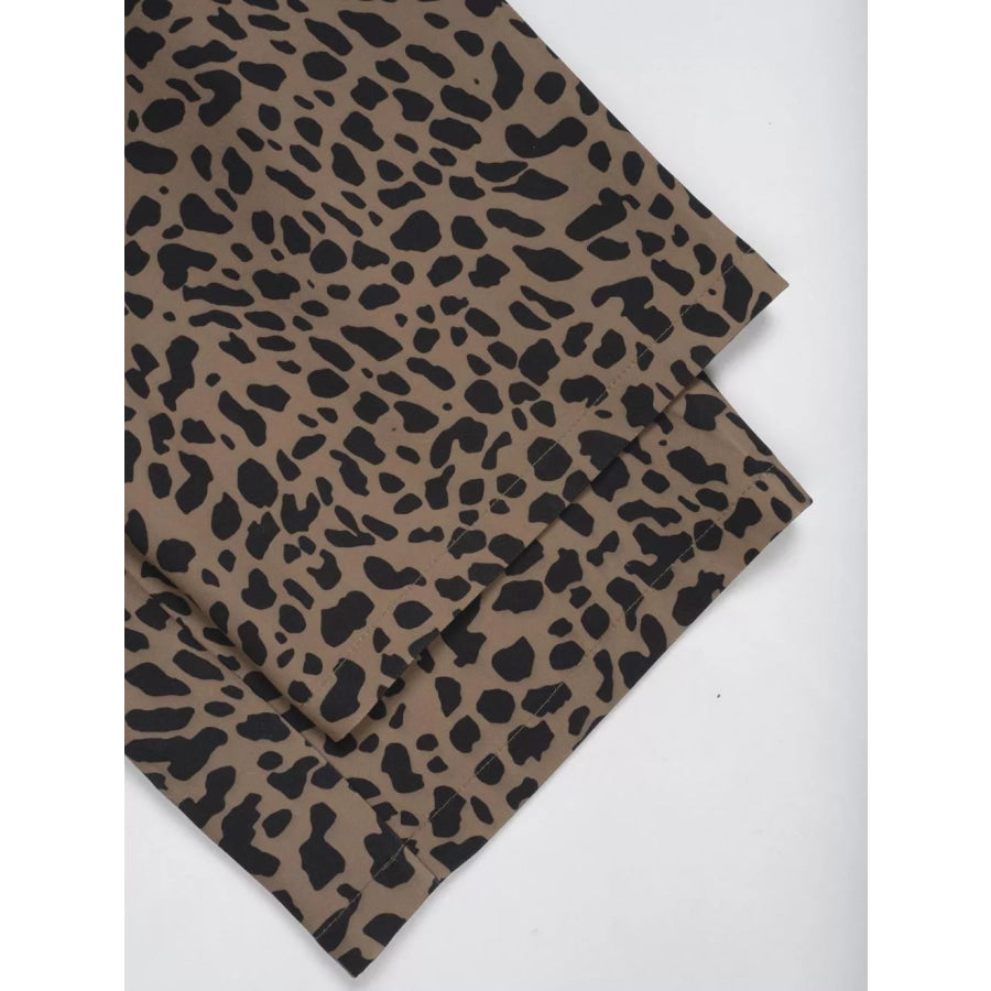 Leopard Drawstring Wide Leg Pants Apparel and Accessories