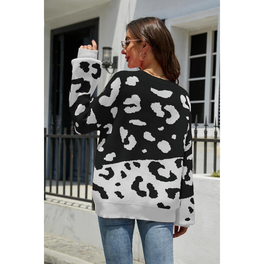 Leopard Drop Shoulder Sweater