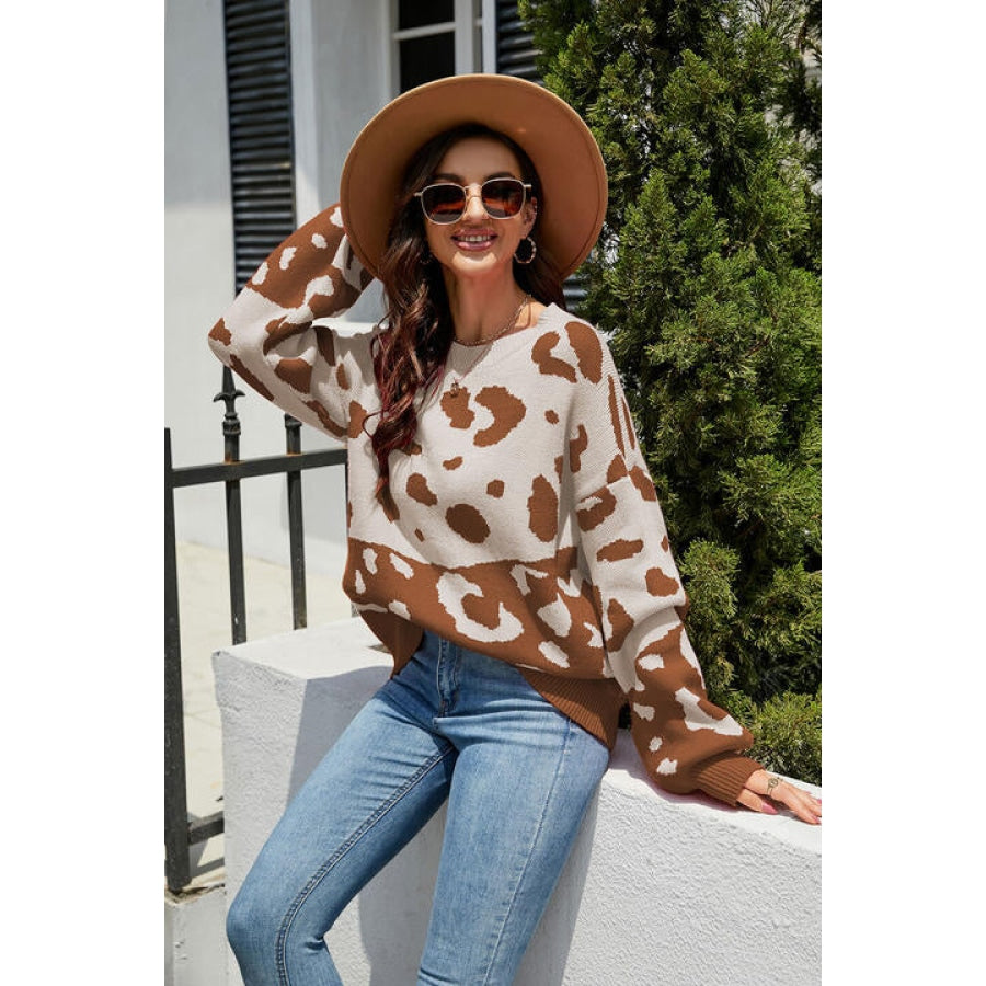 Leopard Drop Shoulder Sweater