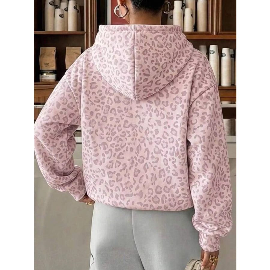 Leopard Dropped Shoulder Hoodie Apparel and Accessories
