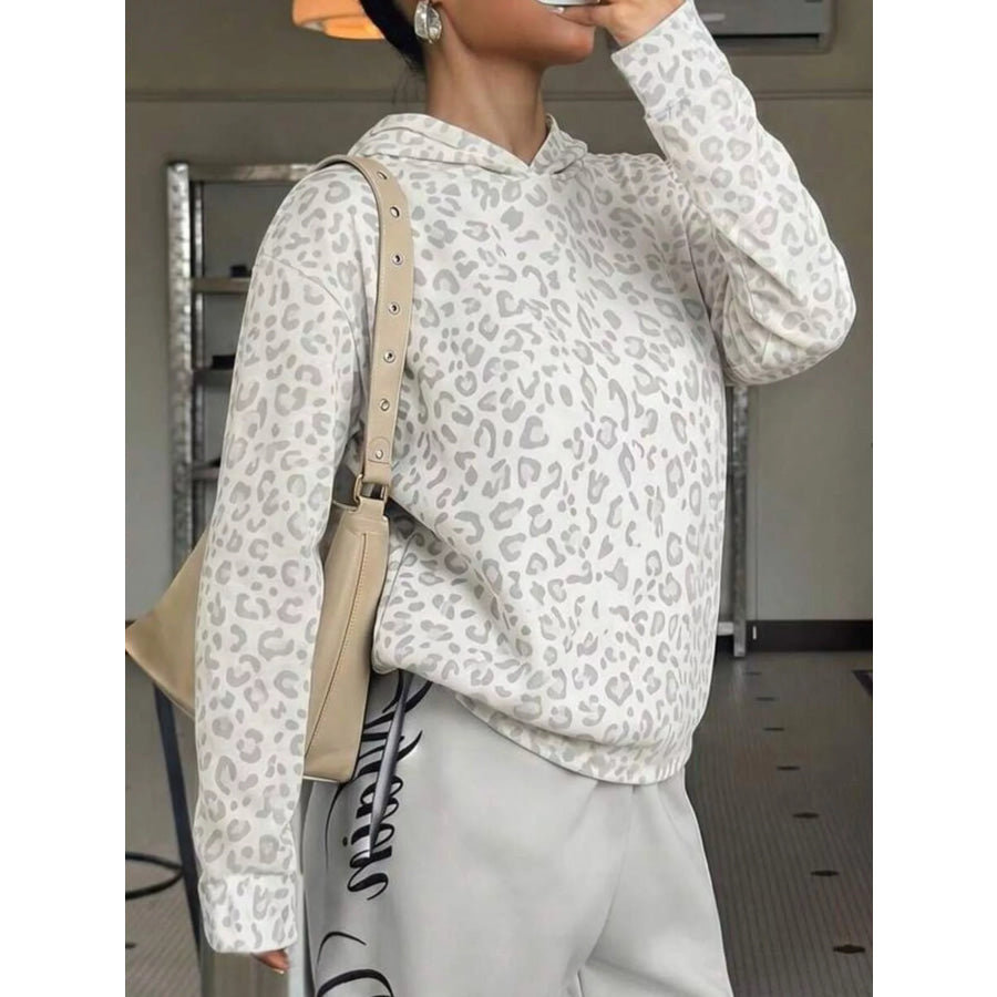 Leopard Dropped Shoulder Hoodie Apparel and Accessories