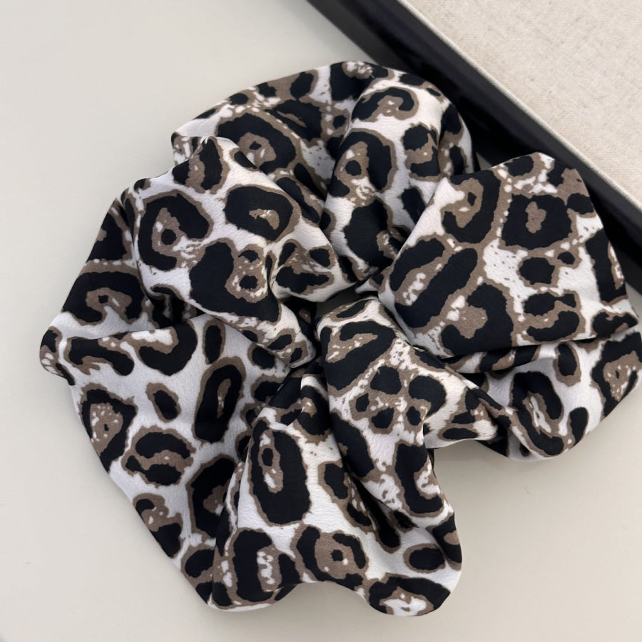 Leopard Elastic Hair Scrunchy White / One Size Apparel and Accessories