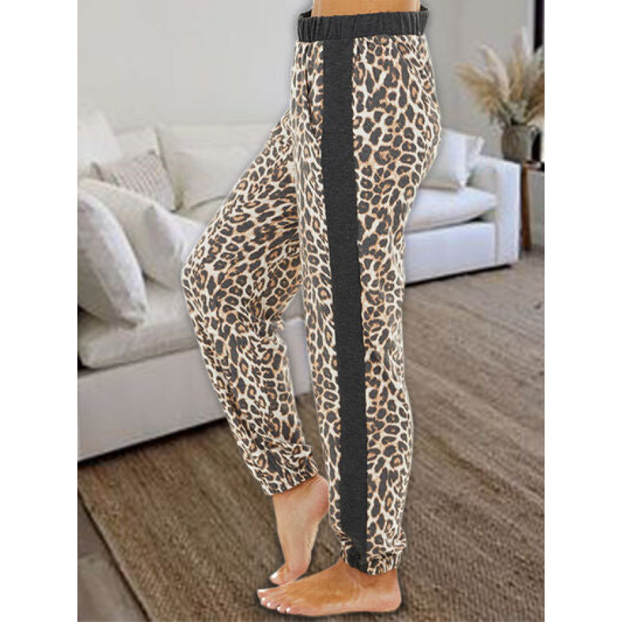 Leopard Elastic Waist Pants Apparel and Accessories
