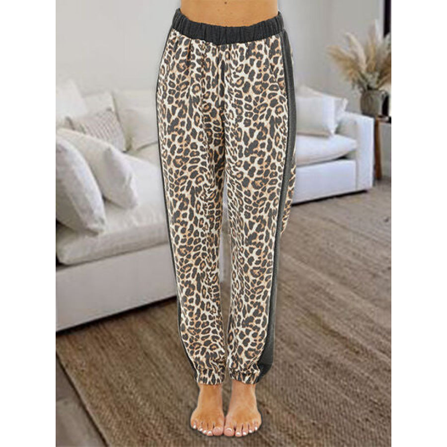 Leopard Elastic Waist Pants / S Apparel and Accessories