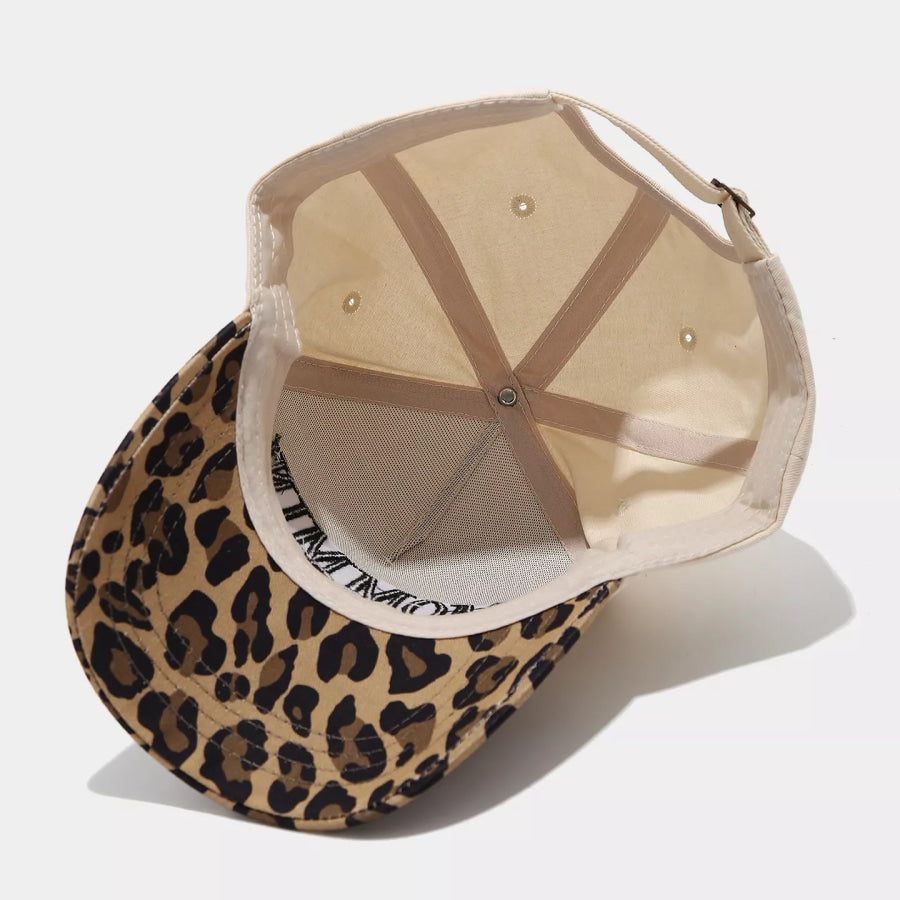 Leopard Embroidered Slogan Baseball Cap Apparel and Accessories