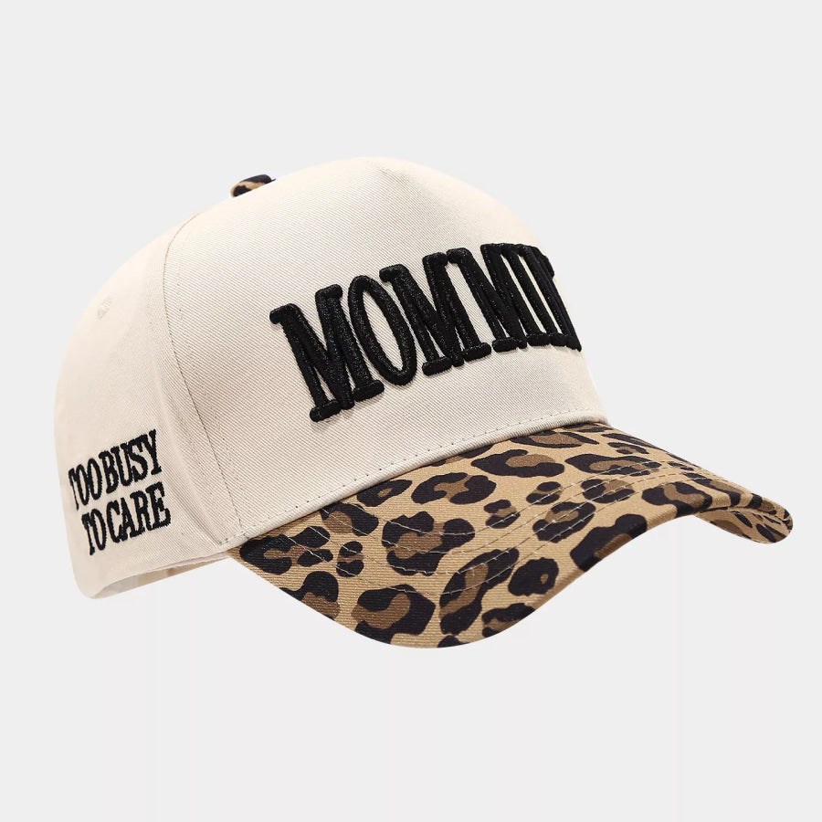 Leopard Embroidered Slogan Baseball Cap Black / One Size Apparel and Accessories