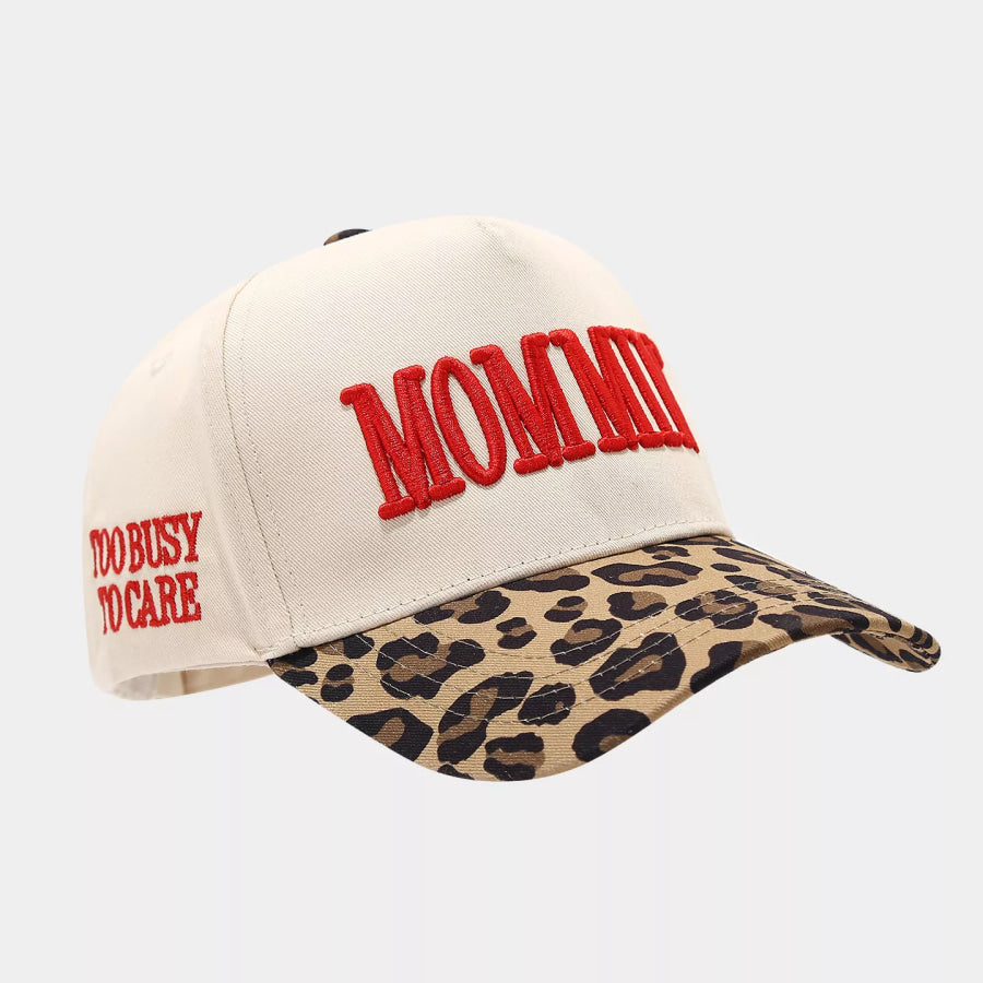 Leopard Embroidered Slogan Baseball Cap Red / One Size Apparel and Accessories