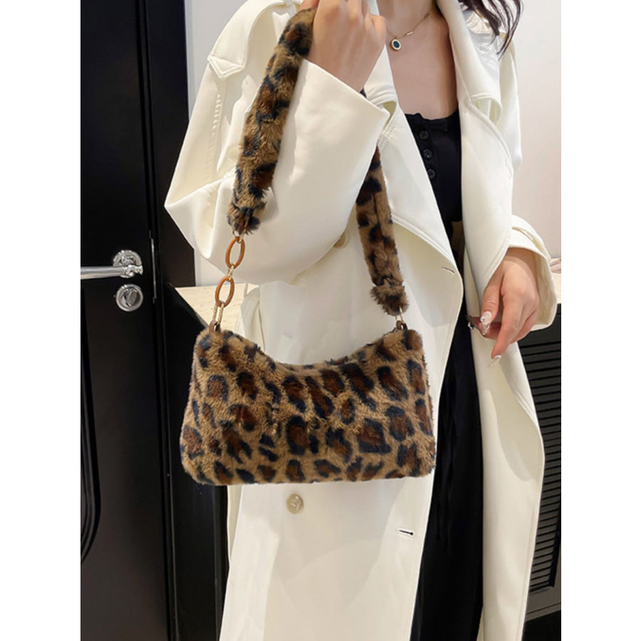 Leopard Fluff Shoulder Bag Apparel and Accessories