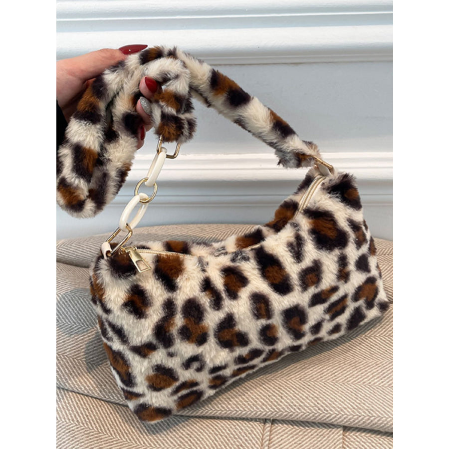 Leopard Fluff Shoulder Bag Apparel and Accessories