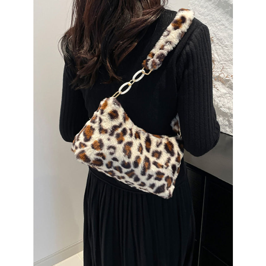 Leopard Fluff Shoulder Bag Apparel and Accessories