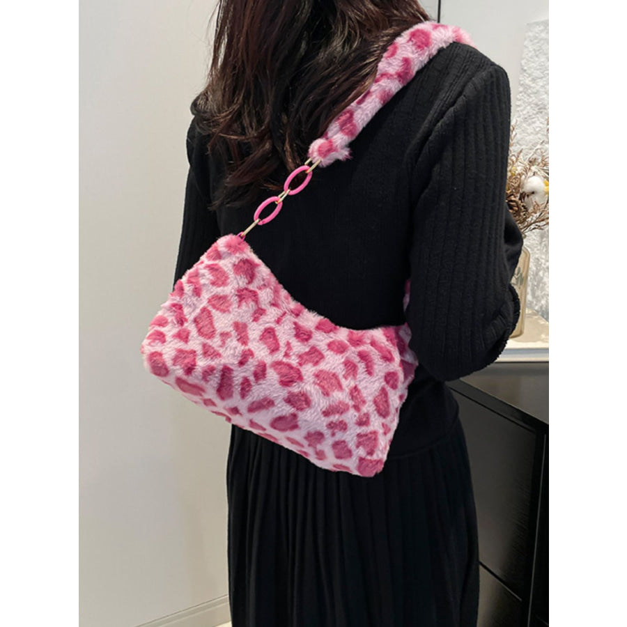 Leopard Fluff Shoulder Bag Apparel and Accessories