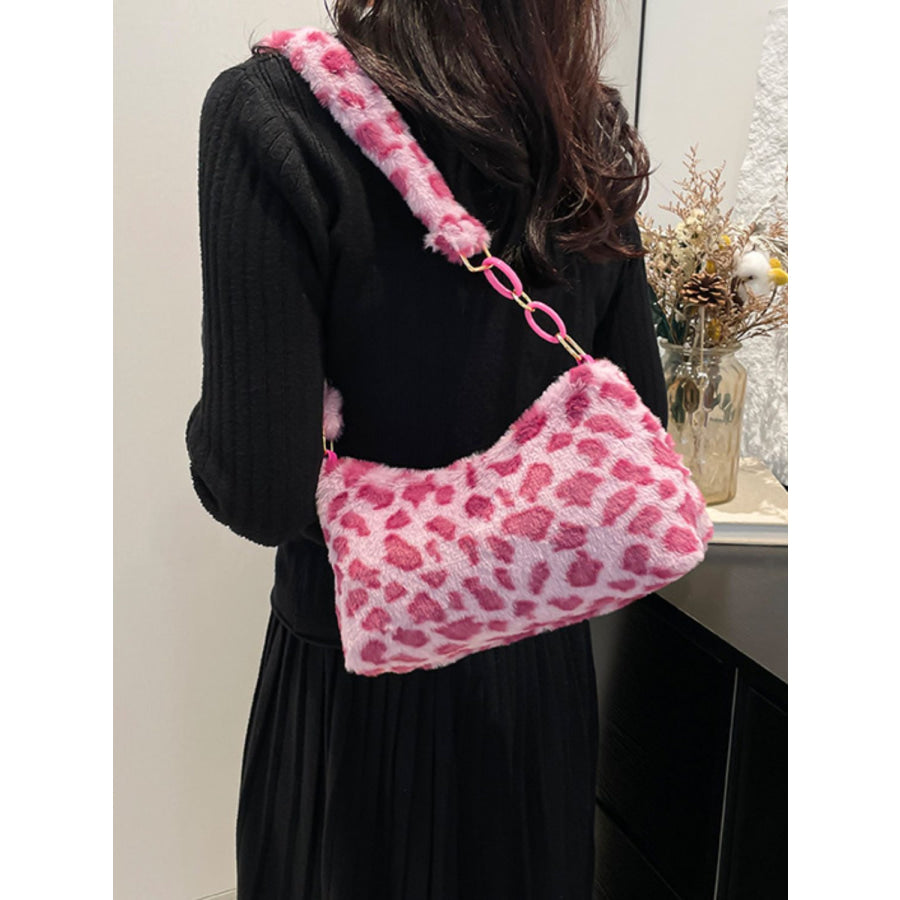 Leopard Fluff Shoulder Bag Apparel and Accessories