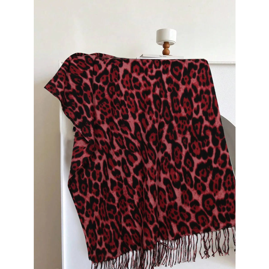 Leopard Fringe Scarf Apparel and Accessories