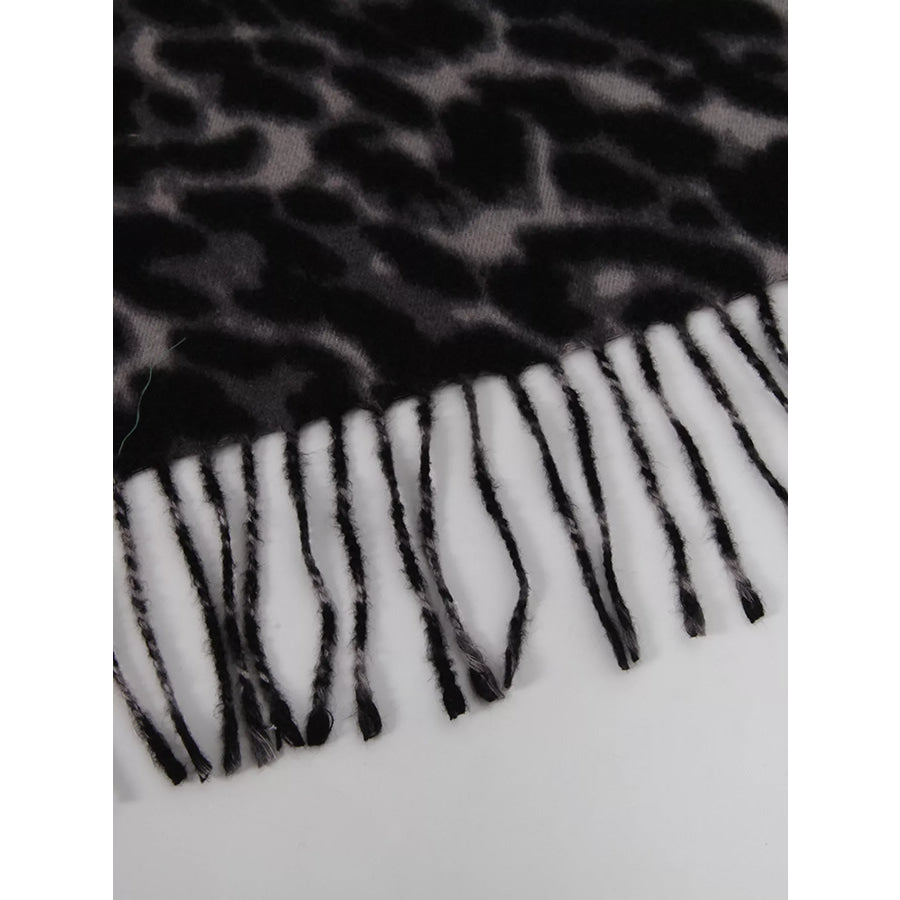 Leopard Fringe Scarf Apparel and Accessories