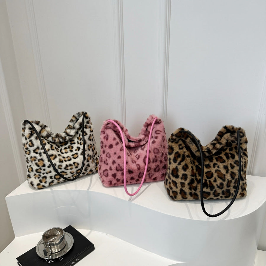 Leopard Furry Shoulder Bag Apparel and Accessories