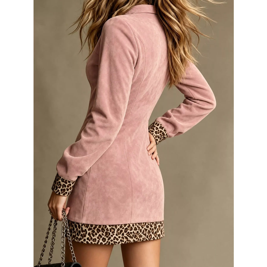 Leopard Half Zip Mini Dress Apparel and Accessories