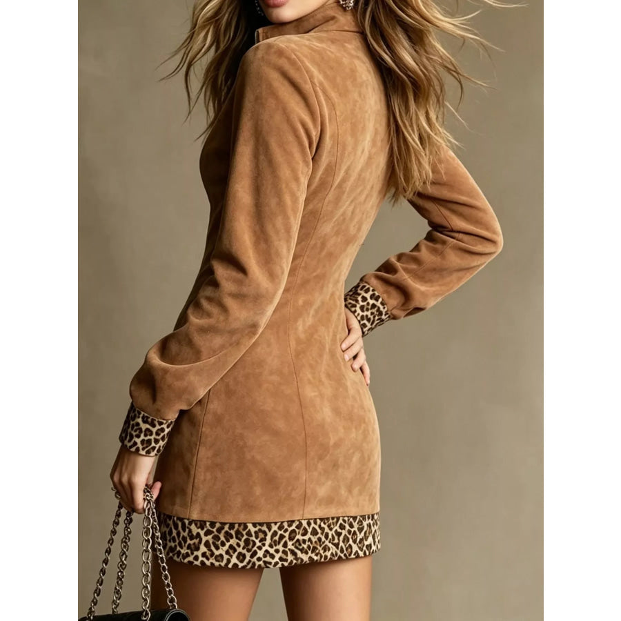 Leopard Half Zip Mini Dress Apparel and Accessories