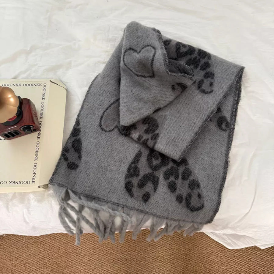 Leopard Heart Warm Scarf Apparel and Accessories