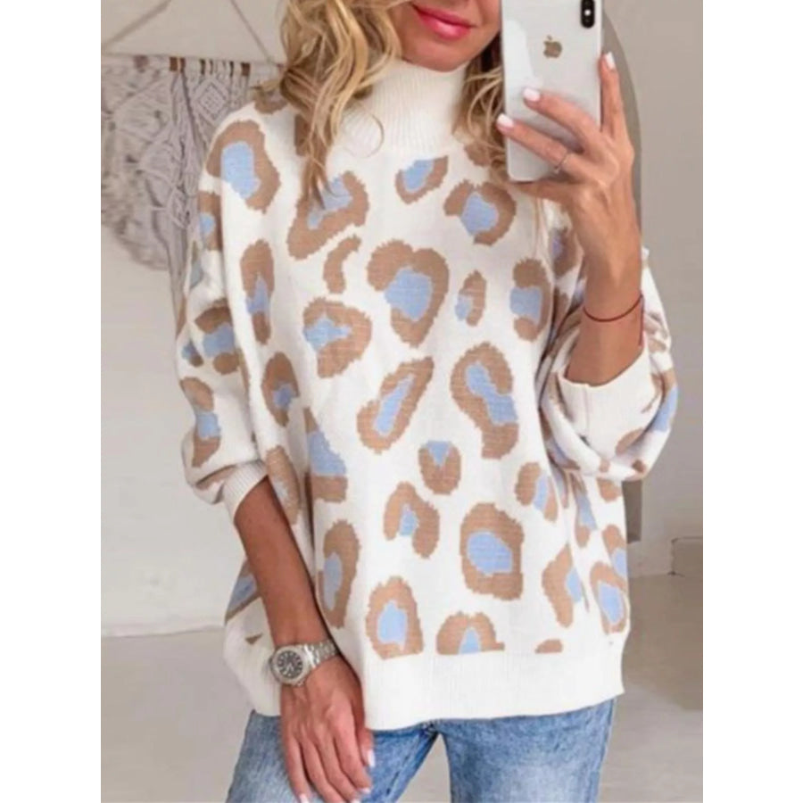 Leopard High Neck Sweater Apparel and Accessories