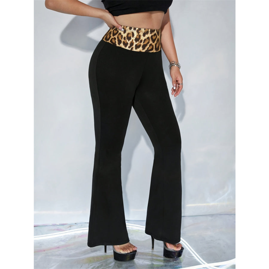 Leopard High Waist Flare Pants Apparel and Accessories