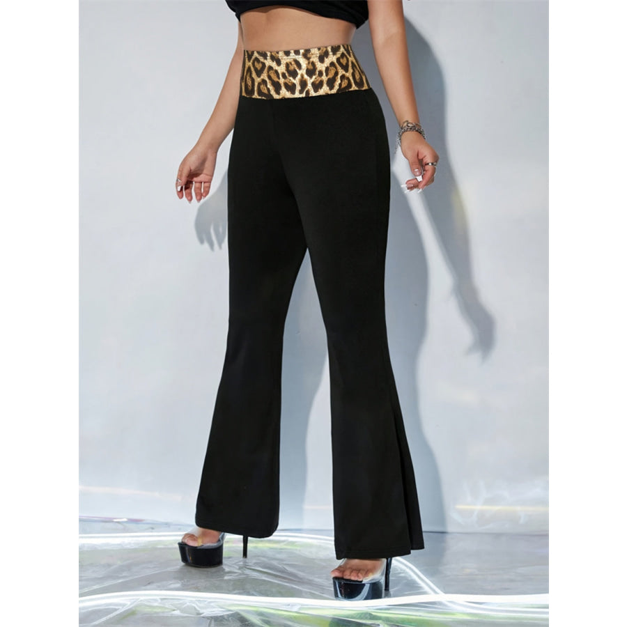 Leopard High Waist Flare Pants Apparel and Accessories