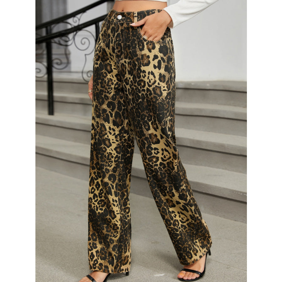 Leopard Jeans with Pockets Apparel and Accessories