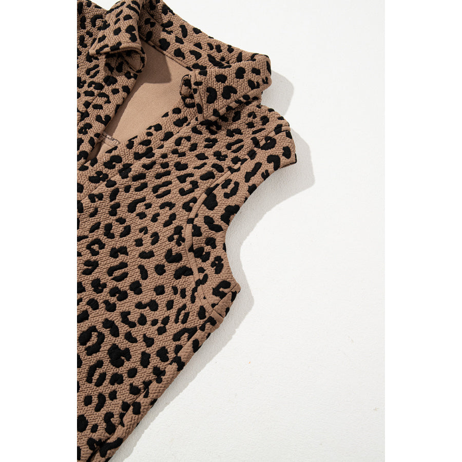 Leopard Johnny Collar Sleeveless Mini Dress Apparel and Accessories