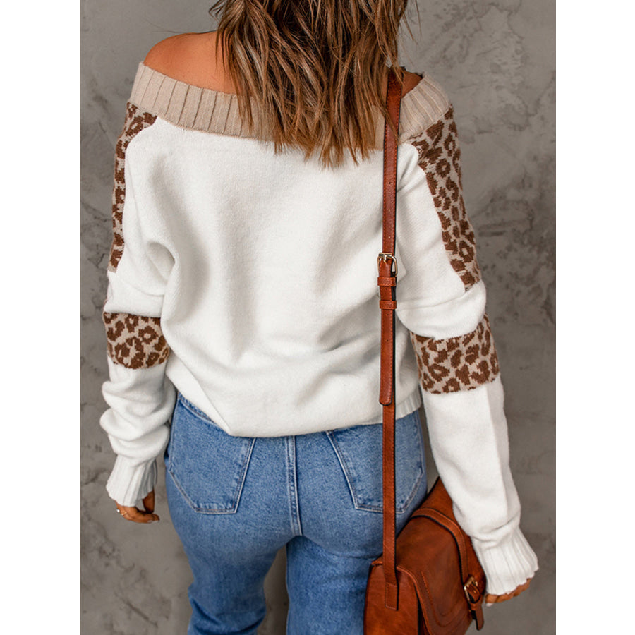 Leopard Long Sleeve Sweater Apparel and Accessories